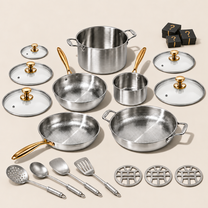 EXCLUSIEVE SALE | Complete klassieke titanium kookset (20-delig)