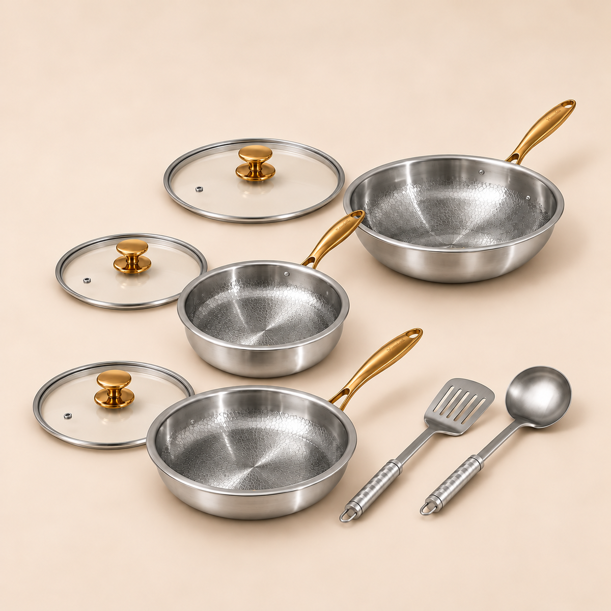 Puur Titanium Classic Pannen Trio Set (8-delig)