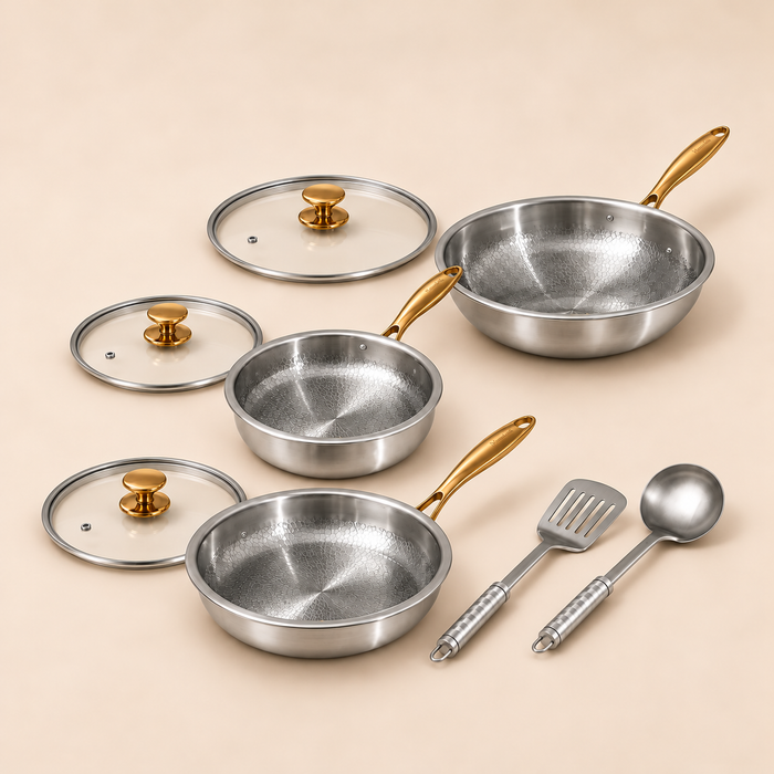 Puur Titanium Classic Pannen Trio Set (8-delig)
