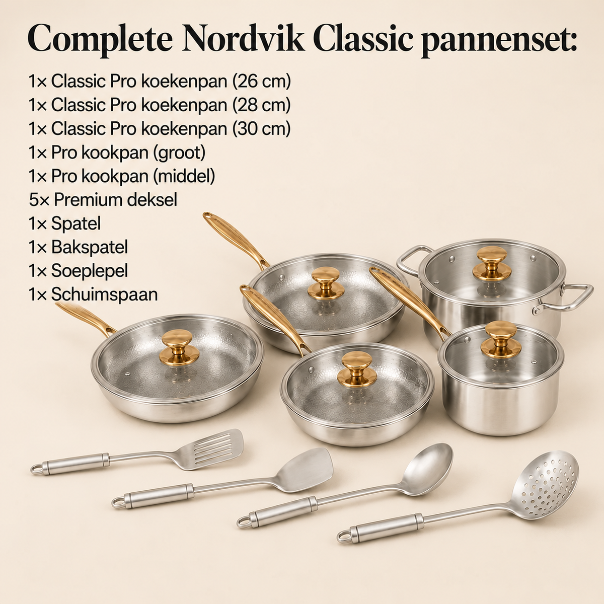 EXCLUSIEVE SALE | Complete klassieke titanium kookset (20-delig)