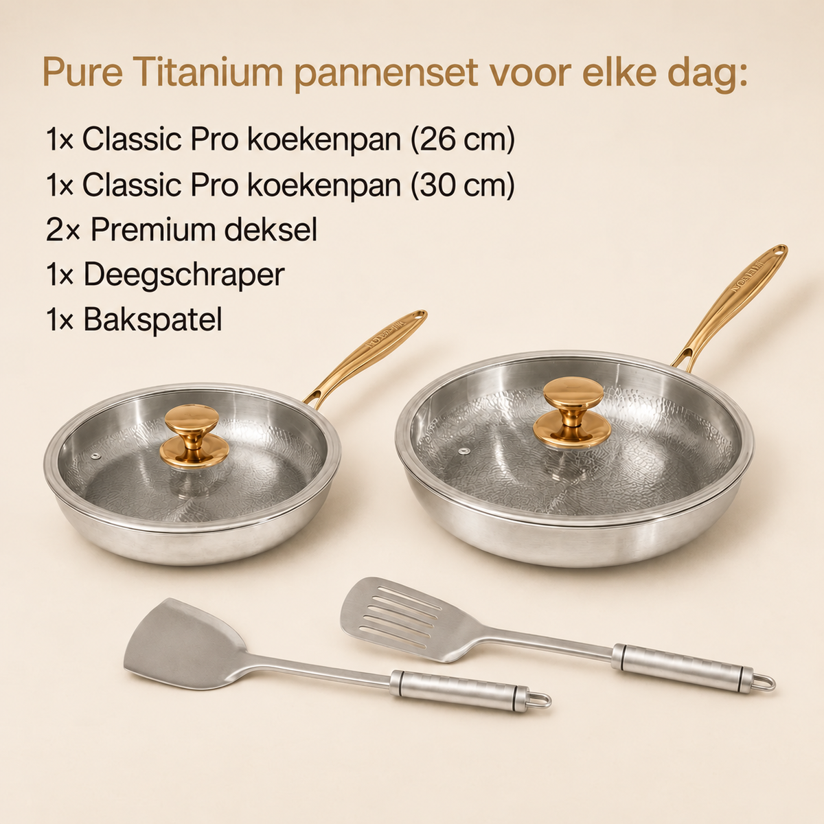 EXCLUSIEVE SALE | Puur Titanium Pannen Dagelijkse Duo Set (10-delig)