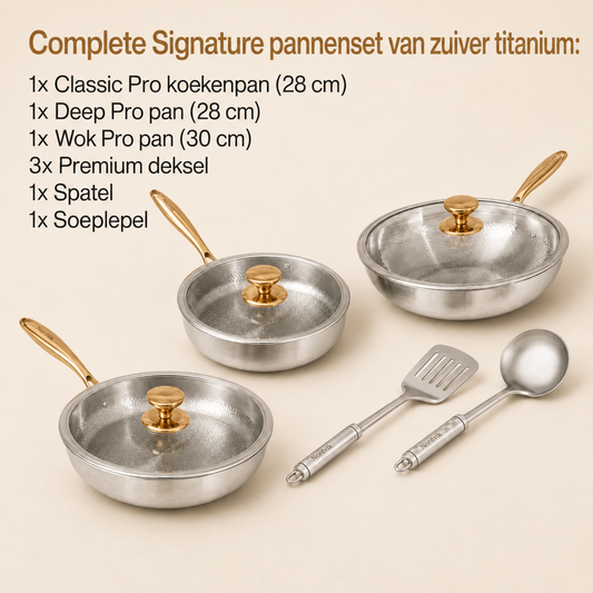 Puur Titanium Classic Pannen Trio Set (8-delig)