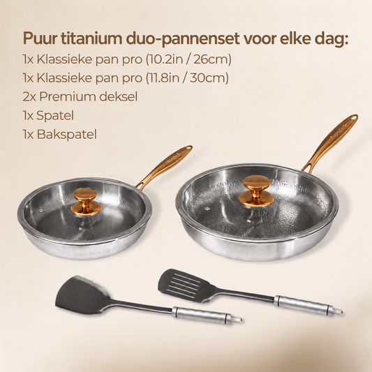 Puur Titanium Pannen Dagelijkse Duo Set (6-delig)